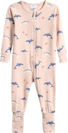 Petit Lem Dolphins Organic Cotton Blend Convertible Romper in Light Pink at Nordstrom, Size 12M