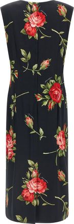 Dolce & Gabbana Womens Black Viscose Midi Dress