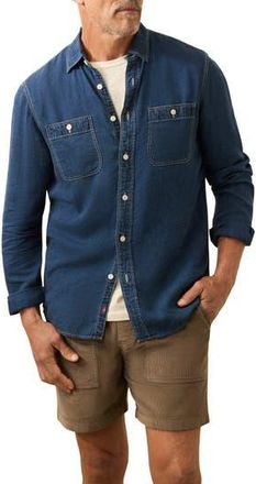 Faherty The Tried & True Lyocell & Linen Chambray Button-Up Shirt in Night Lagoon Wash at Nordstrom Rack, Size Xx-Large