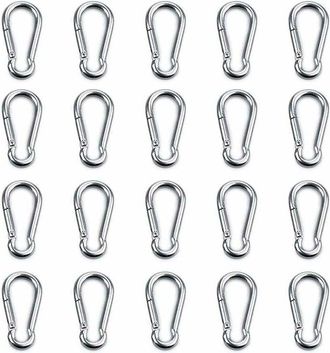 OEM Mosquet&oacute;n - Acero Inoxidable 304 - 6 Mm Espesor - 60 Mm Longitud - Carga 100 Kg - Para Hamacas Balancines Perro - Pack De 20