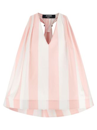 Jacquemus Pink Stripes V Neck Top