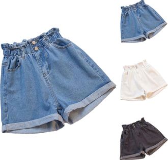 Generic Lightning Deals of The Day Today Sale Casual Denim Shorts for Women UK Fashion High Waist Frayed Hem Ripped Summer Jeans Ladies Short Hot Pants with P
