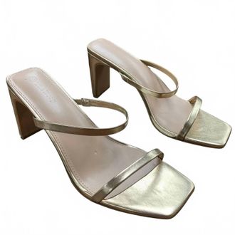 The Drop Womens Open Toe Heel Slide Sandal In Gold