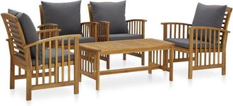 vidaXL Juego Muebles De Jard&iacute;n Y Cojines 5 Piezas Madera Maciza Acacia Vidaxl