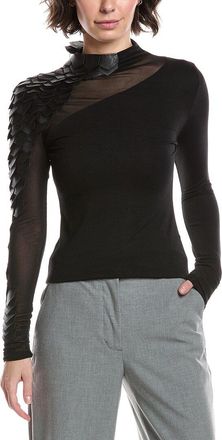 Gracia Scale Sleeve Mock Neck Top