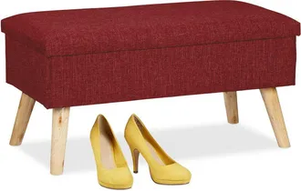 Relaxdays Relaxdays - Storage Ottoman Bench, Padded Seat Bench, Wooden Legs, for Hallway & Living Room, HxWxD: 39 x 77 x 39 cm, Grey