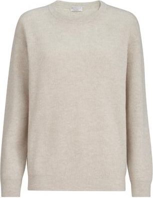 Brunello Cucinelli Cashmere sweater with monili in Oyster at Nordstrom, Size 3X-Large Eu