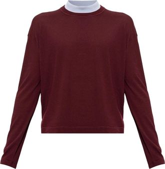 Jil Sander Wol trui met ronde hals - Heren - Ronde hals truien - Rood - M - Wol - Truien & Vesten