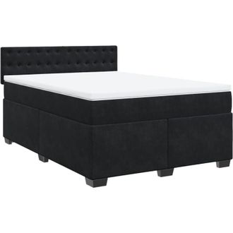 vidaXL Cama Box Spring Con Colch&oacute;n Terciopelo Negro 140x200 Cm Vidaxl