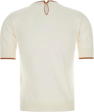 Max Mara Womens Top Round-Neck Long-Sleeve White Silk Wool Tops