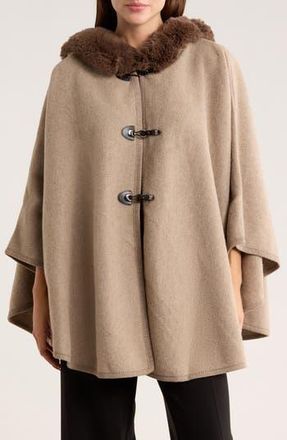 Nanette Lepore Hooded Faux Fur Ruana in Camel at Nordstrom Rack