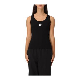 Kenzo Sleeveless Tops, female, Black, Size: S Ribbed Knit Tank Top