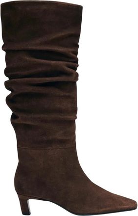 Alohas Bruine Su&egrave;de Leren Laarzen - Elegant - Dames - Laarzen met Hak - Bruin - 37 EU - Su&egrave;de - Schoenen