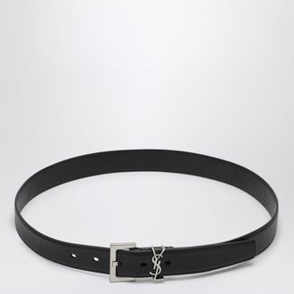 Saint Laurent Cassandre black smooth leather belt