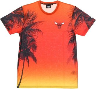 New Era New Era, T-Shirts, male, Multicolor, Size: 2XL Chicago Bulls NBA Tee All Over Print