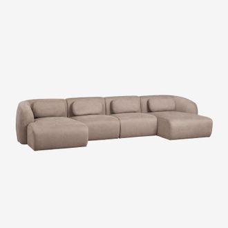 Sklum Sof&aacute; Modular Con Doble Chaise Longue De 4 Piezas En Chenilla Coquette Sklum