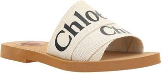 Chlo&eacute; Womens White Cotton Flat Sandals