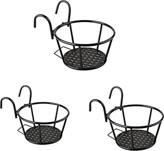 OEM Juego De 3 Soportes Met&aacute;licos Para Macetas - Estante Colgante Con Ganchos Para Macetas - Riel Para Colgar - Para Jard&iacute;n, Balc&oacute;n, Valla, Uso Interior Y