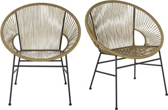 Maisons du monde Sillas profesionales de resina beige y metal negro (x2)