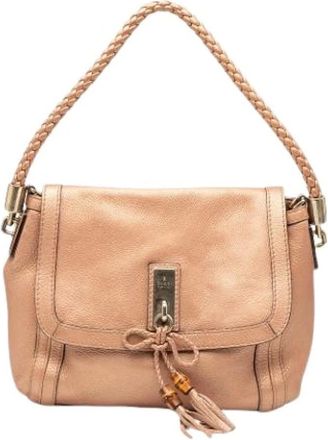 Gucci Vintage, unisex, Bruin, ONE Size, Leer, Pre-owned Vintage Schoudertas