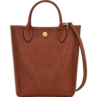 Longchamp &Eacute;pure North/South Leather Top Handle Tote in Brown at Nordstrom