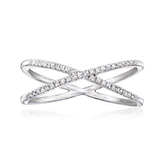 RS Pure by Ross-Simons Diamond Crisscross Ring in Sterling Silver