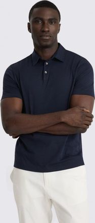 Moss Navy Cotton Jersey Polo Shirt