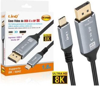 Trade Shop Trade Shop - Cavo Video Adattatore Da Type-c A Dp Display Port Ultra Hd 8k 1,8 Mt Tpc-dp8k60