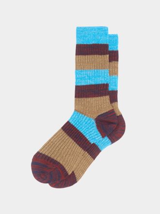 Maria La Rosa Womens Ribbed Cashmere and Silk Striped Socks One Size