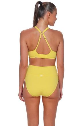 Sunsets Hannah High Waist Bikini Swim Bottoms in Pineapple Crepe at Nordstrom, Size X-Large
