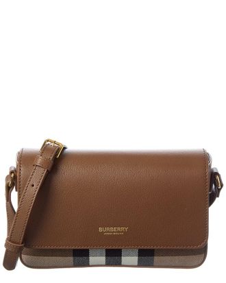 Burberry Hampshire Small House Check Canvas & Leather Shoulder Bag