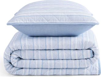 Tommy Hilfiger Sailing Stripe Quit & Shams Set in White/dark Kentucky Blue at Nordstrom, Size Full/queen