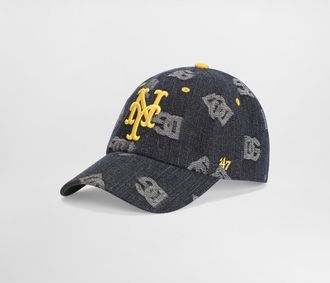 Dolce & Gabbana X 47 New York Mets Baseball Cap In Denim Logo Denim - Man Hats And Gloves Multi-colored Onesize