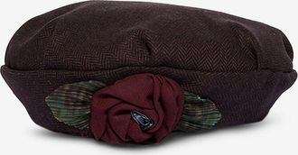 Grevi Karomuster-Baskenm&uuml;tze mit Rose