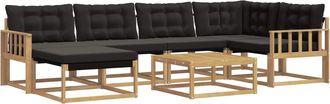 vidaXL Conjunto De Sof&aacute;s De Exterior 7 Uds. Blanco Y Negro Vidaxl