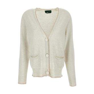 Lorena Antoniazzi Cardigans, female, White, M, Wide-Neck Button-Front Cardigan