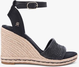 Tommy Hilfiger Womens Raffia Wedge Espadrille Sandal - Black - US 6.5 / EU 37