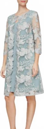 Alex Evenings Embroidered Mock Jacket Cocktail Dress In Gray