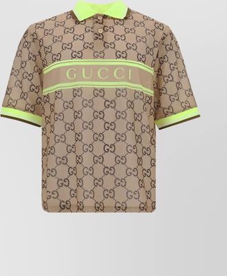 Gucci printed mesh regular-fit polo shirt