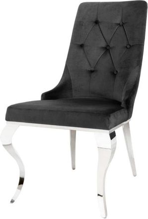 Global Interiors Stuhl Modern Barock mit Löwenkopf - Edelstahl/Schwarz