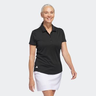 adidas Poloshirt ADIDAS PERFORMANCE SOLID PERFORMANCE SHORT SLEEVE F&Uuml;R DAMEN, Damen, Gr. XXL, schwarz, Obermaterial: 100% Polyester, Shirts Poloshirt, mit Dr
