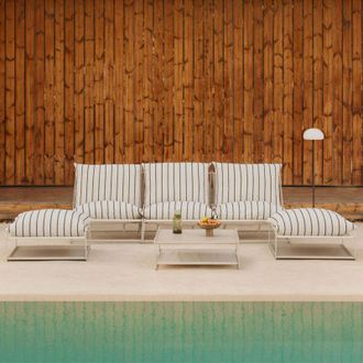 Sklum Sklum - Conjunto De Jard&iacute;n Con Sof&aacute; Modular De 3 Piezas, Mesa Auxiliar Y 2 Puffs Convertibles Amaro