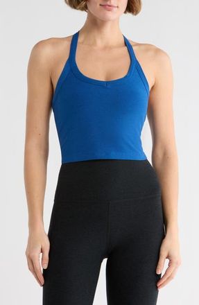 Beyond Yoga Space Dye On the Up Crop Tank in Marine Blue Heather at Nordstrom, Size X-Small