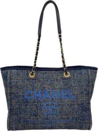 Chanel Blue Tweed Tote Bag (Pre-Owned)