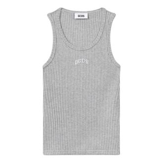 GCDS Gcds, Tops, Dames, Grijs, M, Polyester, Ribbed Vest