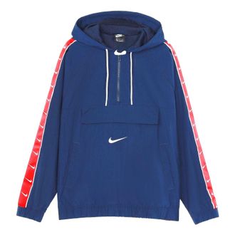 Nike Big Swoosh Cardigan Sports hooded Jacket Blue Red Bluered CV9168-451