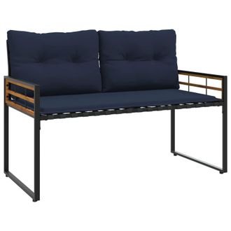 vidaXL Banco De Capa De Madera Con Coj&iacute;n Azul Marino 114 X 55 X 77 Cm Vidaxl