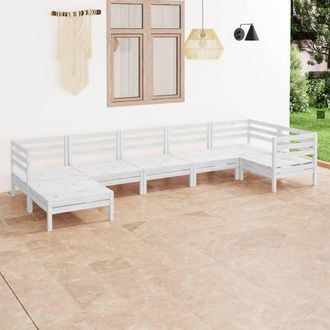 vidaXL Juego De Muebles De Jard&iacute;n 7 Piezas Madera Maciza Pino Blanco Vidaxl