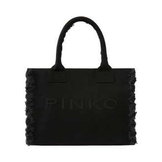 Pinko Tote Bags, female, Black, Size: ONE SIZE Shopper Beach