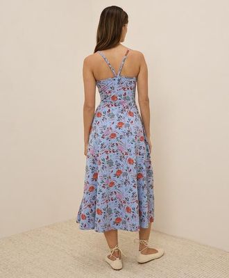 Pact Organic Cotton Fit & Flare Midi Dress in Cornflower Blue at Nordstrom, Size X-Small